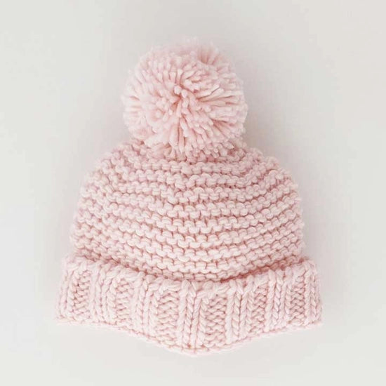 Huggalugs Blush Pink Garter Stitch Beanie Hat