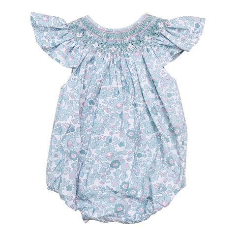 Sweet Dreams MT36 Marie Teal Green Floral Printed Smocked Bubble