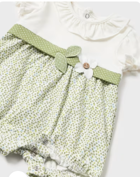 Mayoral Green and White Romper 1710