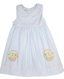Sweet Dreams Blue Chambray Flower Basket Dress