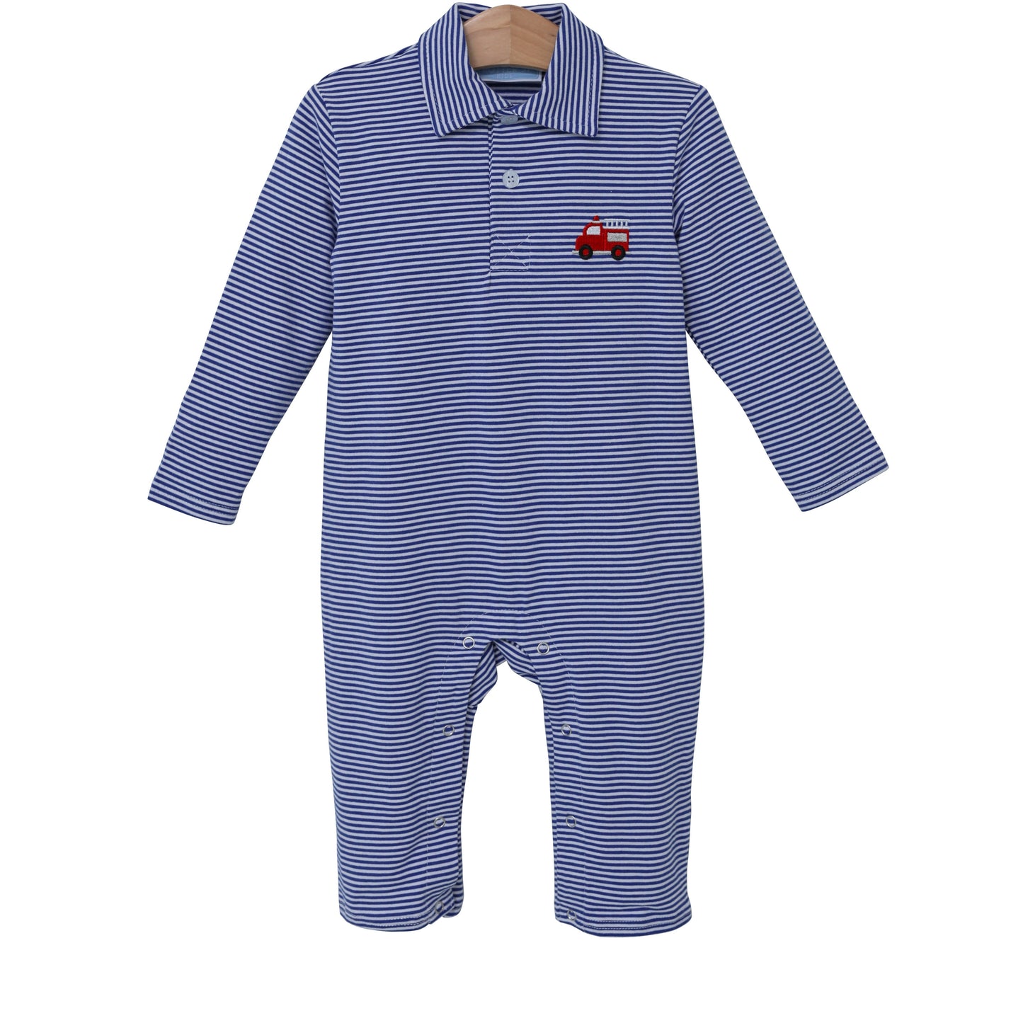 Trotter Street Firetruck Embroidery Polo Romper