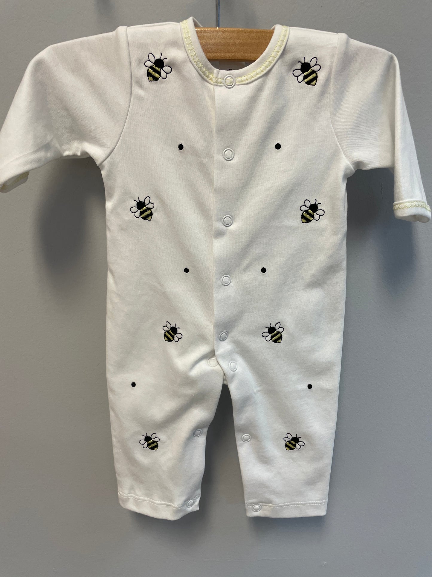 Embroidered Baby Bee Playsuit with Snap Closure