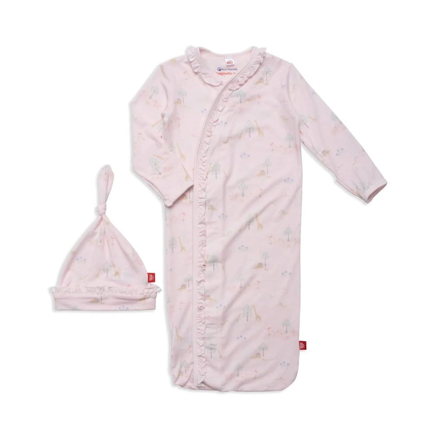 Magnetic Me Pink Serene Safari Modal Cozy Sleeper Gown + Hat Set