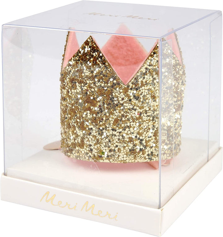 Meri Meri Mini Gold Glitter Crown Hair Clip